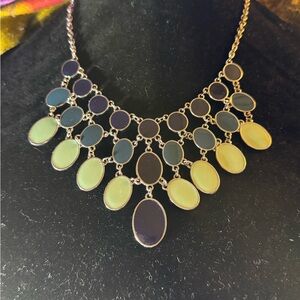 ✨ Tiered Oval Drop Necklace – Blue & Green Statement Piece ✨